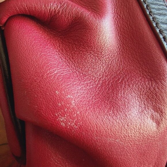 Lauren Ralph Lauren Dark Red Burgundy Leather Barrel Satchel Bag Purse - Picture 15 of 16